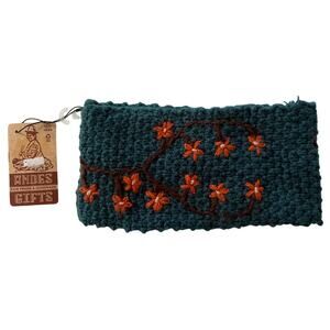 Andes Gifts Handmade Alpaca Green, Red Floral Headband NWT!